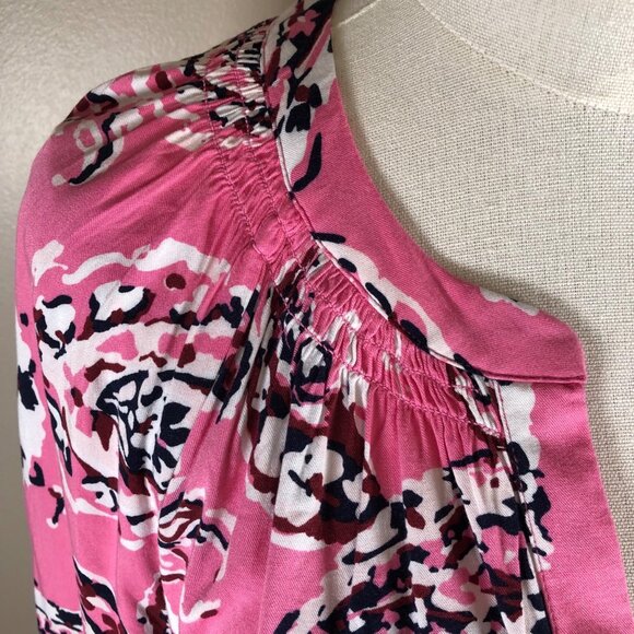 NWT Crown & Ivy Pink Paisly 3/4 Sleeve Peasant Blouse Size M - Picture 4 of 11